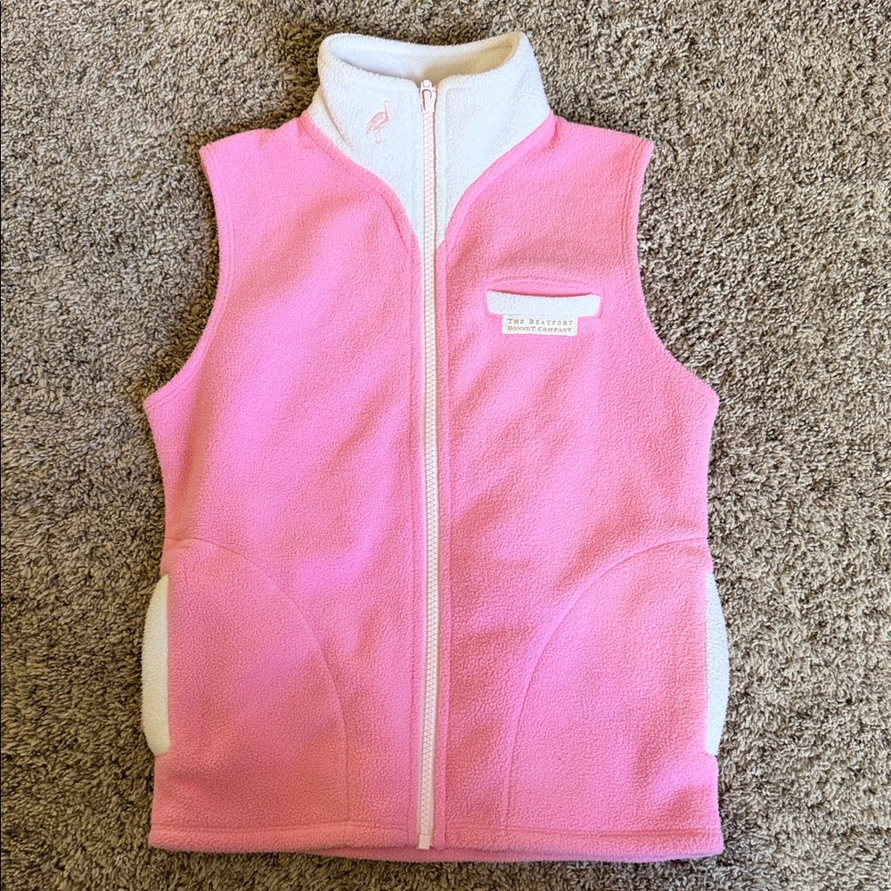 The Beaufort Bonnet Company Pink and White Kids Vest